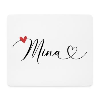 Mina Name Vorname Kalligrafieherz - Mousepad (Querformat) - Weiß - Vorne