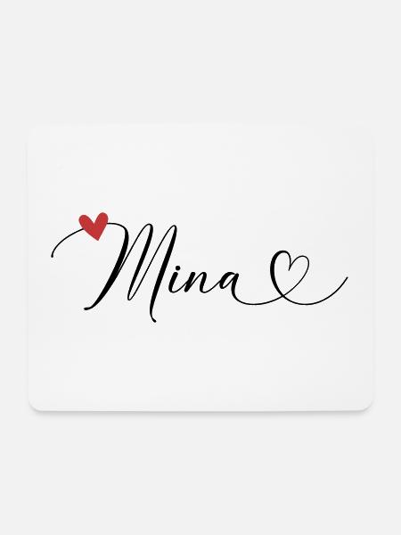 Mina Name Vorname Kalligrafieherz - Mousepad (Querformat) - Weiß
