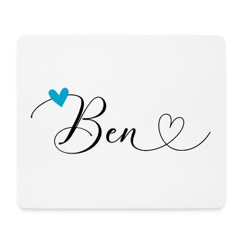 Ben Name Vorname Kalligrafieherz - Mousepad (Querformat) - Weiß - Vorne