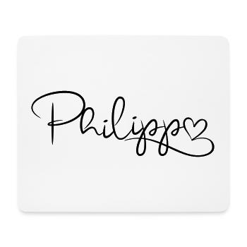 Philipp Name Vorname Herzdekor - Mousepad (Querformat) - Weiß - Vorne