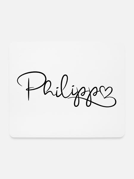 Philipp Name Vorname Herzdekor - Mousepad (Querformat) - Weiß