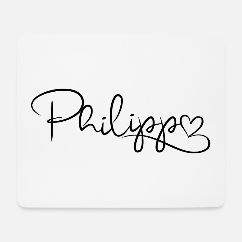 Philipp Name Vorname Herzdekor - Mousepad (Querformat) - Weiß