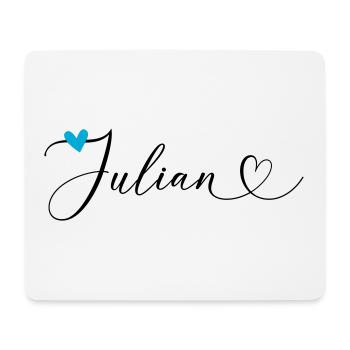 Julian Name Vorname Kalligrafieherz - Mousepad (Querformat) - Weiß - Vorne