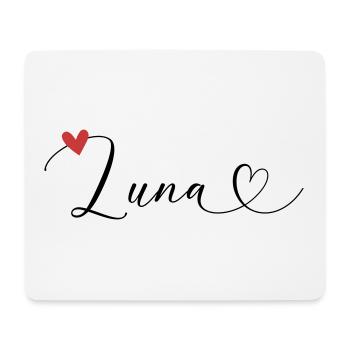 Luna Name Vorname Kalligrafieherz - Mousepad (Querformat) - Weiß - Vorne