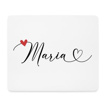 Maria Surname First name Calligraphy Heart - Mouse Pad (horizontal) - white - Front