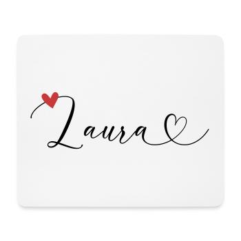 Laura Name Vorname Kalligrafieherz - Mousepad (Querformat) - Weiß - Vorne