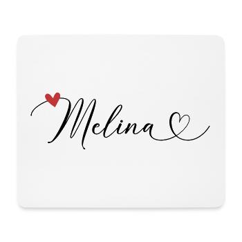 Melina Nom Prénom Calligraphie coeur - Tapis de souris (format paysage) - blanc - Devant