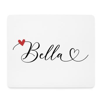 Bella Surname First name Calligraphy Heart - Mouse Pad (horizontal) - white - Front