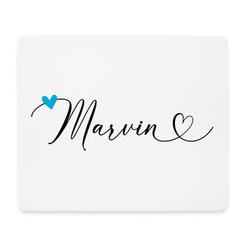 Marvin Last name First name Calligraphy heart - Mouse Pad (horizontal) - white - Front