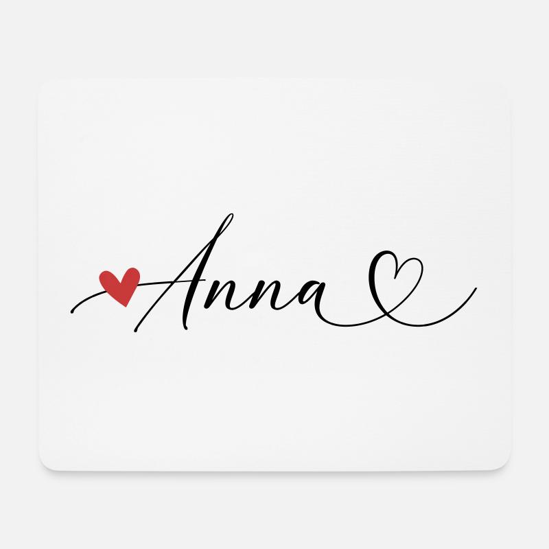 Anna Name Vorname Kalligrafieherz - Mousepad (Querformat) - Weiß