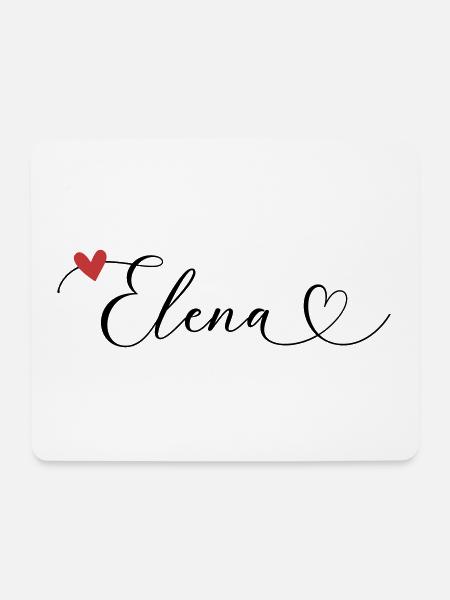 Elena Surname First name Calligraphy Heart - Mouse Pad (horizontal) - white