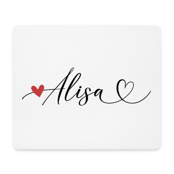 Alisa Name Vorname Kalligrafieherz - Mousepad (Querformat) - Weiß - Vorne