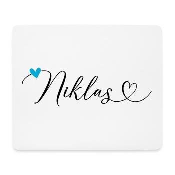 Niklas Name Vorname Kalligrafieherz - Mousepad (Querformat) - Weiß - Vorne
