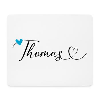 Thomas Surname First name Calligraphy Heart - Mouse Pad (horizontal) - white - Front