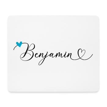 Benjamin Name Vorname Kalligrafieherz - Mousepad (Querformat) - Weiß - Vorne