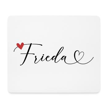 Frieda Nom Prénom Calligraphie coeur - Tapis de souris (format paysage) - blanc - Devant