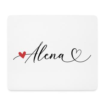Alena Nom Prénom Calligraphie coeur - Tapis de souris (format paysage) - blanc - Devant