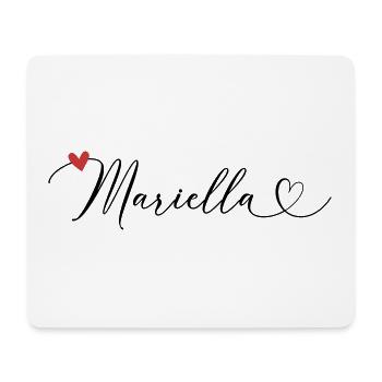 Mariella Name Vorname Kalligrafieherz - Mousepad (Querformat) - Weiß - Vorne