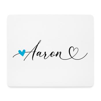 Aaron Last name First name Calligraphy heart - Mouse Pad (horizontal) - white - Front