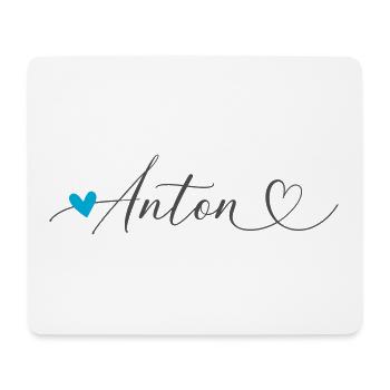 Anton Nom Prénom Calligraphie coeur - Tapis de souris (format paysage) - blanc - Devant