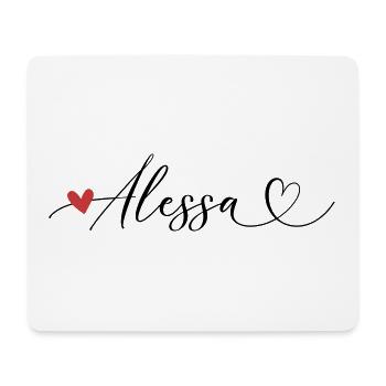 Alessa Nom Prénom Calligraphie coeur - Tapis de souris (format paysage) - blanc - Devant