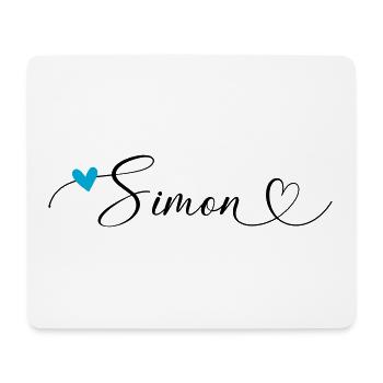 Simon Name Vorname Kalligrafieherz - Mousepad (Querformat) - Weiß - Vorne