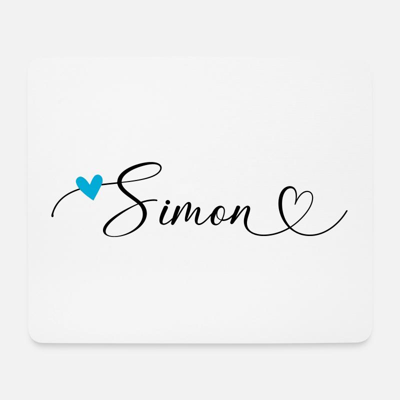 Simon Name Vorname Kalligrafieherz - Mousepad (Querformat) - Weiß