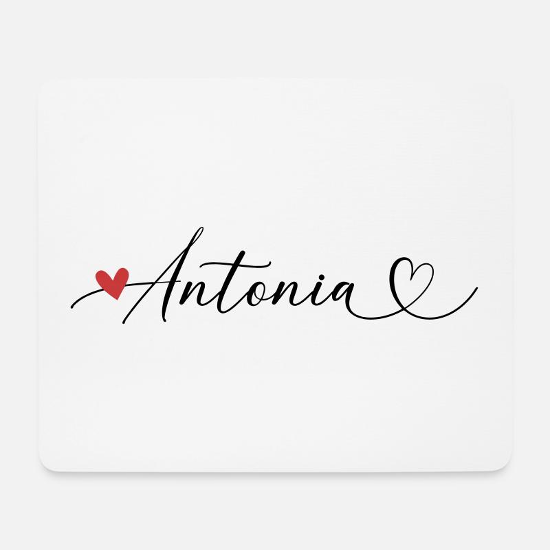 Antonia surname First name Calligraphy heart - Mouse Pad (horizontal) - white