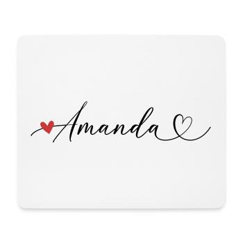 Amanda Nom Prénom Calligraphie coeur - Tapis de souris (format paysage) - blanc - Devant