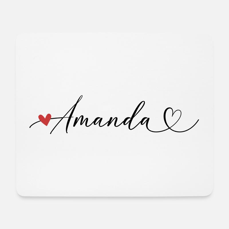 Amanda Last name First name Calligraphy heart - Mouse Pad (horizontal) - white