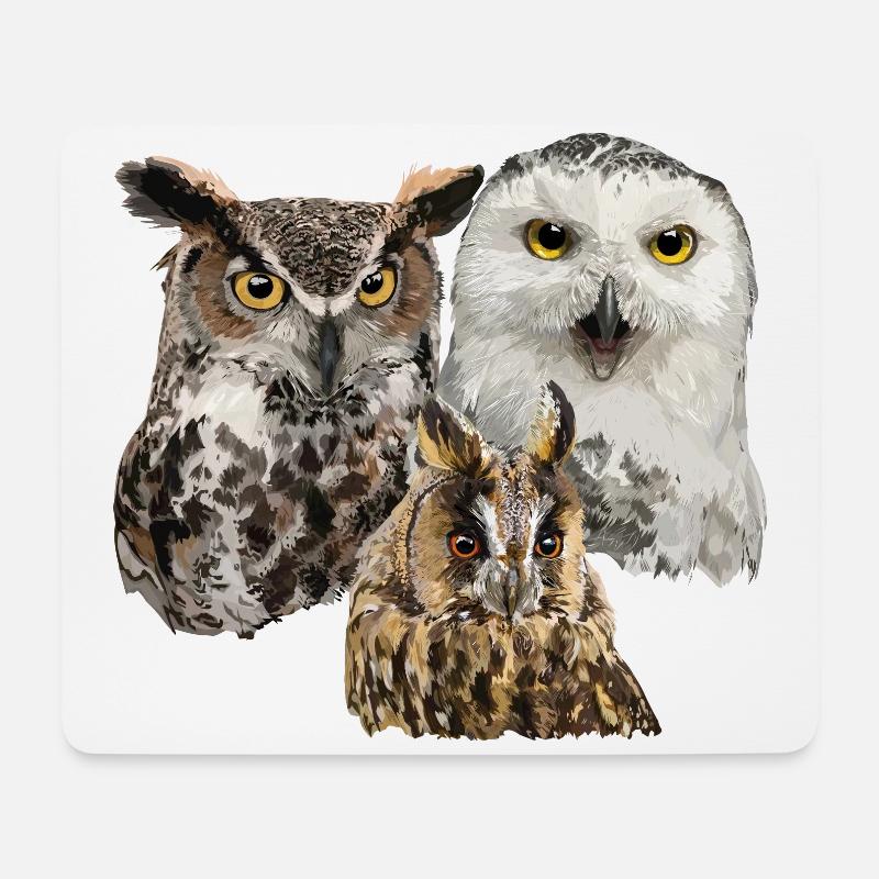 Eulen - Mousepad (Querformat) - Weiß