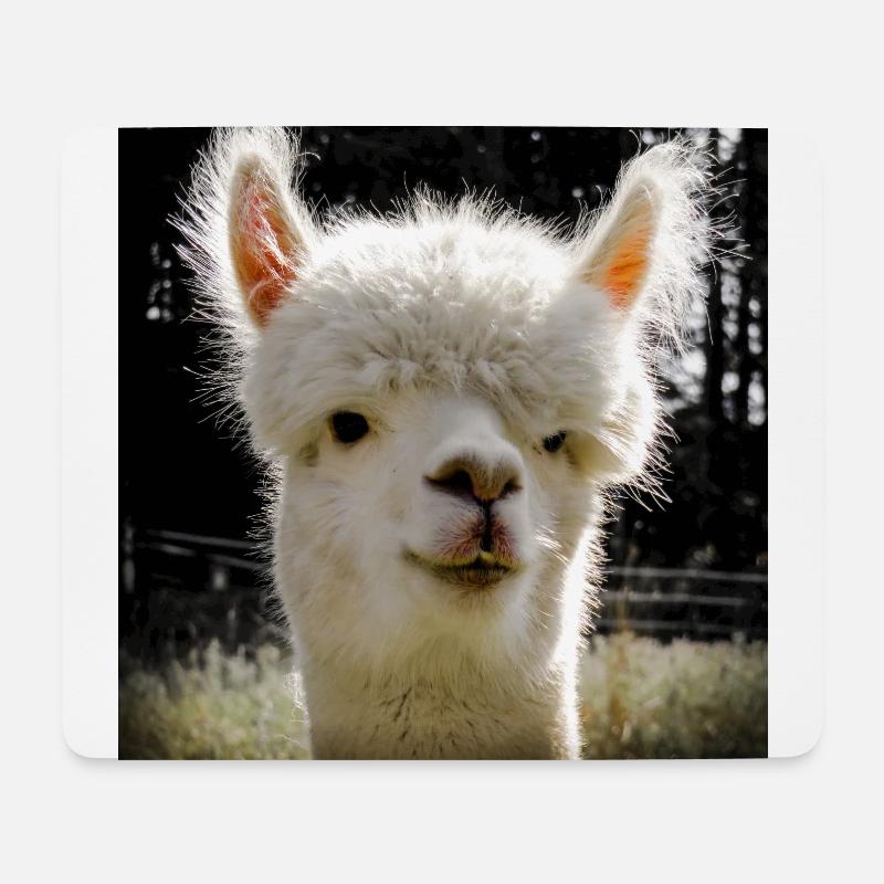 Lustige Alpaka Gesichtsmaske - Mousepad (Querformat) - Weiß