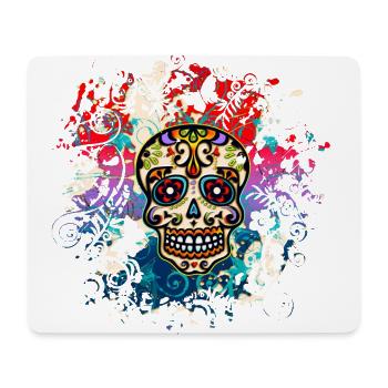 Colorful Skull, Mexico Day of the Dead Sugar Skull - Mouse Pad (horizontal) - white - Front