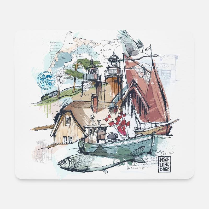 Darss Illustration - Mousepad (Querformat) - Weiß