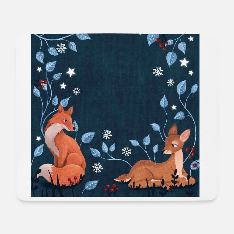 Fuchs und Reh - Mousepad (Querformat) - Weiß