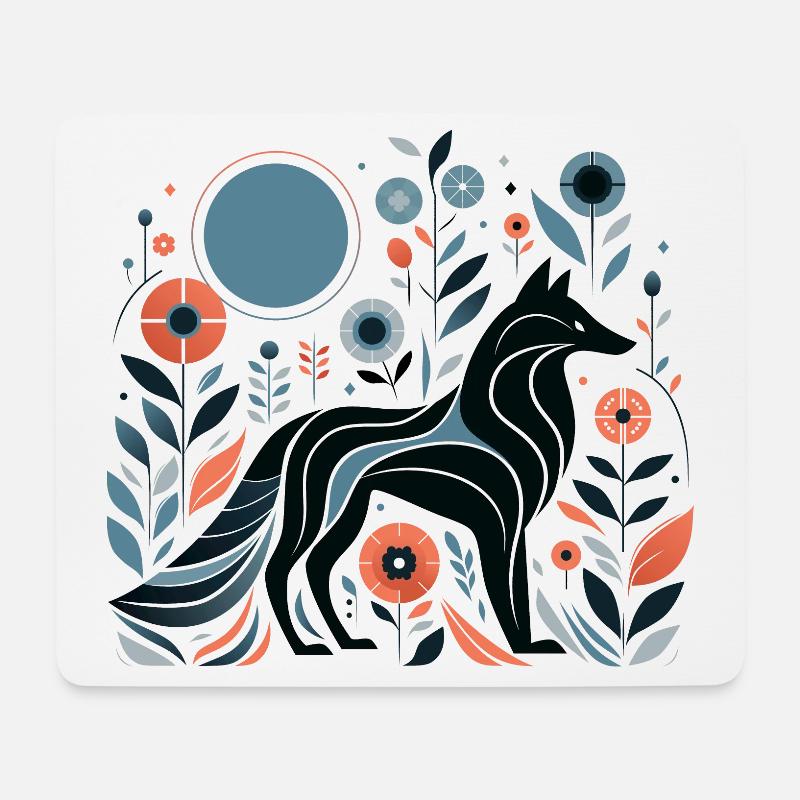 Floral Wolf - Mouse Pad (horizontal) - white
