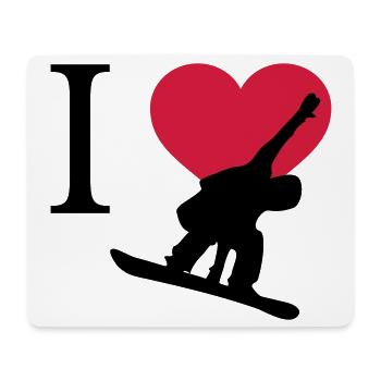 I Love Snowboarding - Mousepad (Querformat) - Weiß - Vorne
