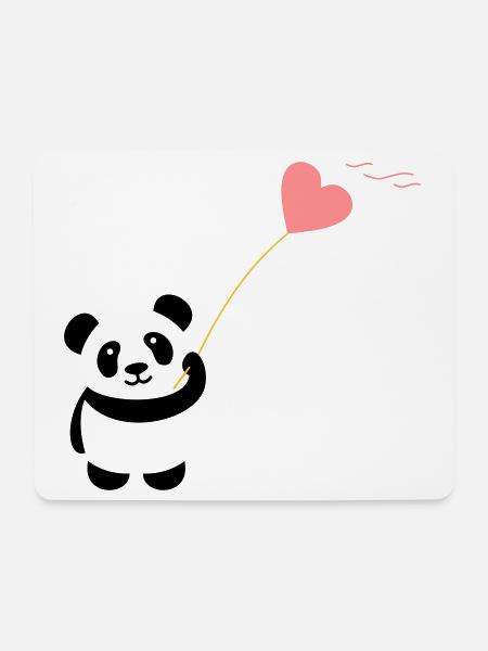 panda heart cute balloon bear big thick kusch - Mouse Pad (horizontal) - white