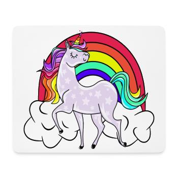 Einhorn mit Regenbogen und Wolken - Mousepad (Querformat) - Weiß - Vorne