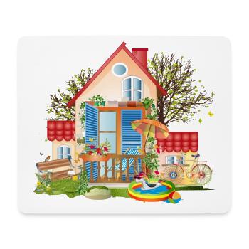 Maison de rêve pour tomber amoureux - Villa avec grand jardin - Tapis de souris (format paysage) - blanc - Devant