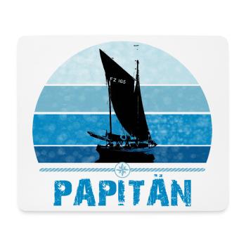 PAPITÄN - Papa, der Kapitän und Anker - Geschenk - Mousepad (Querformat) - Weiß - Vorne