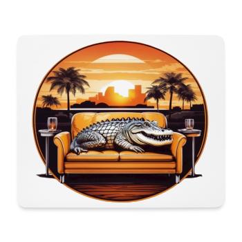 Alligator sur canapé - Tapis de souris (format paysage) - blanc - Devant