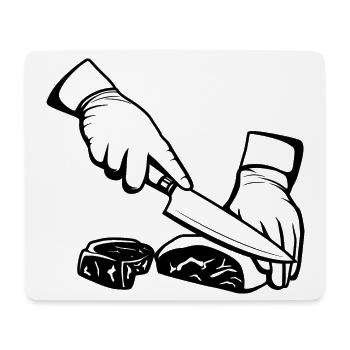 Fleisch schneiden - Mousepad (Querformat) - Weiß - Vorne