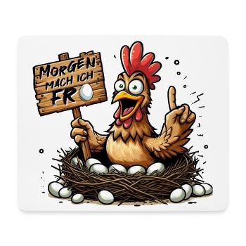 Morgen mach ich frei Huhn Hühner Ostern - Mousepad (Querformat) - Weiß - Vorne