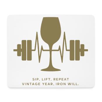 Genuss und Kraft: Wein und Gewichte - Mousepad (Querformat) - Weiß - Vorne