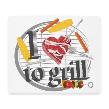 A barbecue with corn, sausages & meat in the shape of a heart - Mouse Pad (horizontal) - white - Front