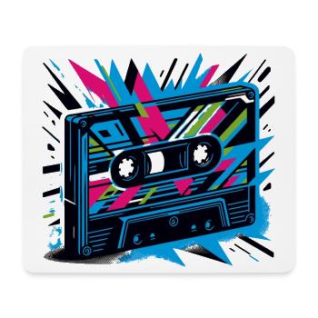 Music cassette in retro style 80s and 90s style - Mouse Pad (horizontal) - white - Front