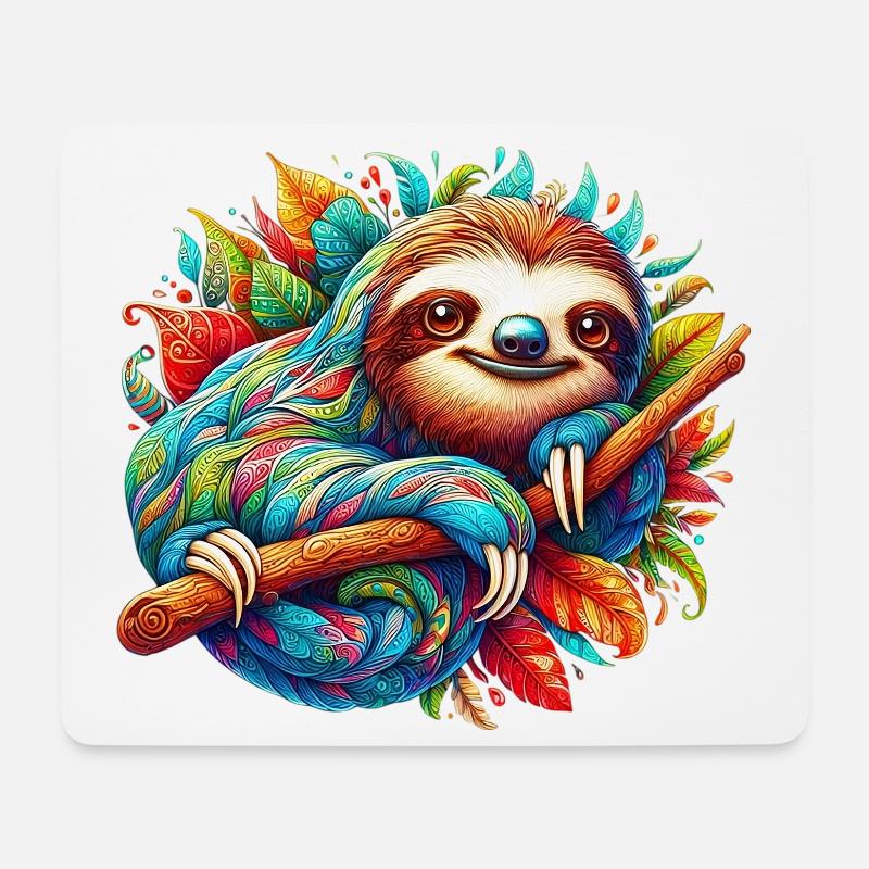 Faultier - Mousepad (Querformat) - Weiß