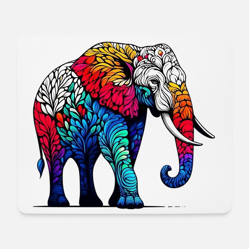 Elefant - Mousepad (Querformat) - Weiß
