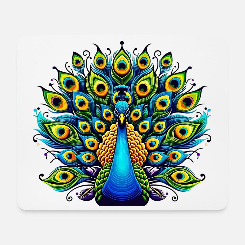 Pfau - Mousepad (Querformat) - Weiß